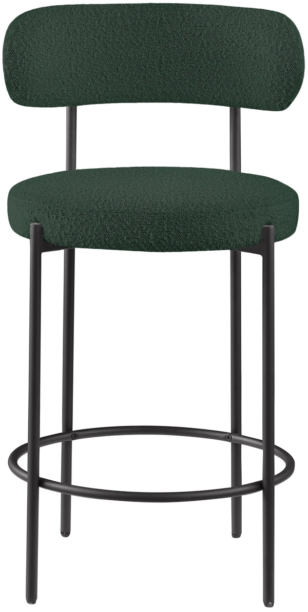 Beacon Green Boucle Fabric Stool 877Green-C Meridian Furniture