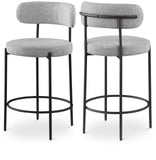 Beacon Grey Boucle Fabric Stool 877Grey-C Meridian Furniture