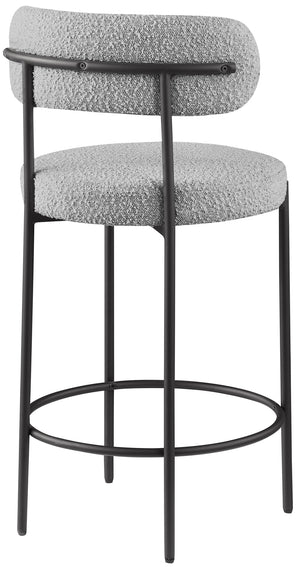 Beacon Grey Boucle Fabric Stool 877Grey-C Meridian Furniture