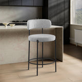 Beacon Grey Boucle Fabric Stool 877Grey-C Meridian Furniture