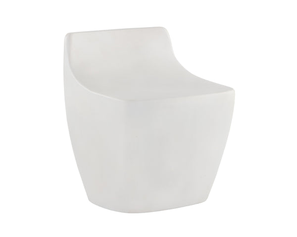 Sunpan Ledger Stool - Contemporary Sculpted Design in Sealed Concrete for Indoor and Covered Outdoor Spaces White