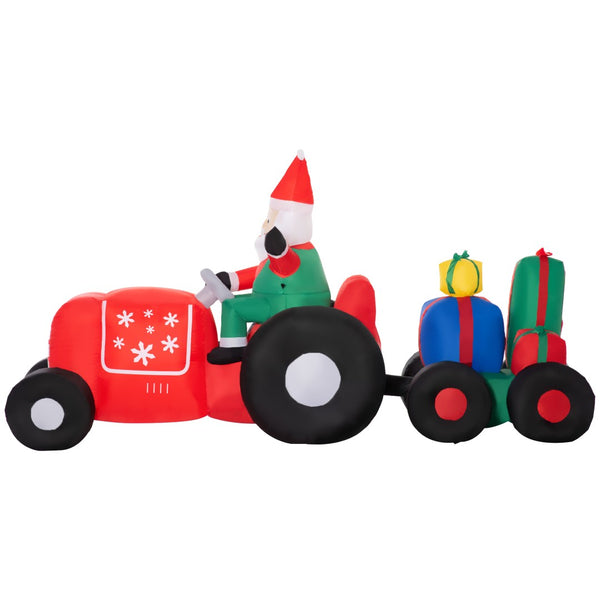English Elm Outsunny 9Ft Inflatable Santa Claus With Colorful Gift Trailer – Bright Led Holiday Yard Decor! W2225P249949-GIGA