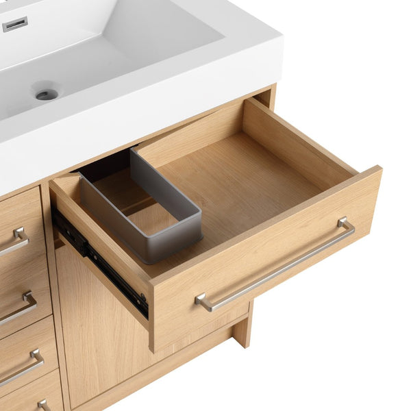 English Elm 60" Freestanding Bathroom Vanity With Double Sink, Soft-Close Doors & Drawers In Original Oak Finish P1 W1972P315232-GIGA