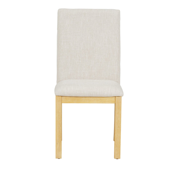 English Elm TOPMAX 7-Piece Extendable Dining Set with 12" Self-Hidden Butterfly Leaf and Upholstered Chairs, Distressed White Wire-Brushed Finish Natural SP000059AAA