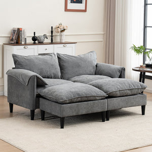 English Elm Convertible Convertible sofa with storage footstools, compact U-shaped 2-seater for small spaces, durable fabric comfort Gray W2012P252429