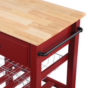 OSP Home Furnishings Hampton Kitchen Cart Red Red