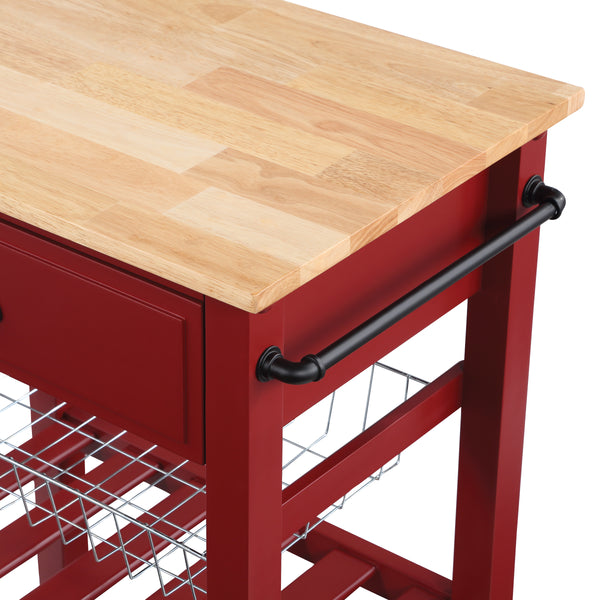 OSP Home Furnishings Hampton Kitchen Cart Red Red