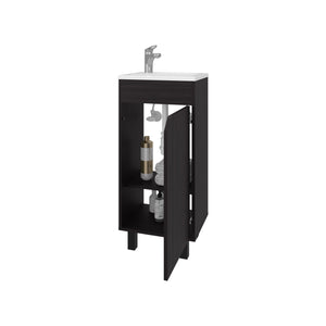 English Elm FM Modern Floating Bathroom Vanity with Integrated Sink and Soft-Close Door for Sleek Storage Wenge 33.9 L x 18.9 W x 11 H B128P293882