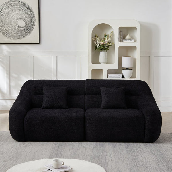 English Elm [video]123.2 Inch Chenille Modular Sectional Sofa Four Seat Cloud Cushion Living Room Black W3505S00061