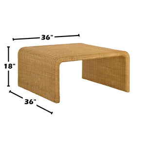 English Elm Square Woven Rattan Coffee Table - Handcrafted Natural Design For Bohemian Living Room Style & Storage B016P378148-GIGA