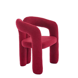 English Elm Contemporary Velvet Upholstered Barrel Accent Chair Set of 2 with Foam Seat, Steel Frame, Plush Upholstery Red W395P224755