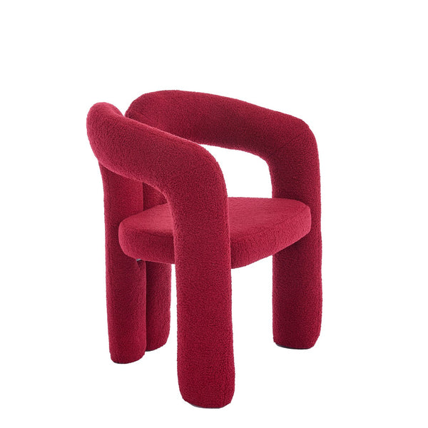 English Elm Contemporary Velvet Upholstered Barrel Accent Chair Set of 2 with Foam Seat, Steel Frame, Plush Upholstery Red W395P224755