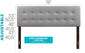 English Elm Super Nova King Headboard Button Tufted Faux Leather Panel Adjustable Height Bedroom B078112040