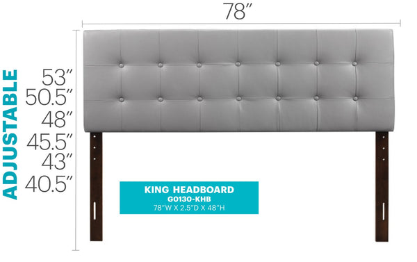English Elm Super Nova King Headboard Button Tufted Faux Leather Panel Adjustable Height Bedroom B078112040