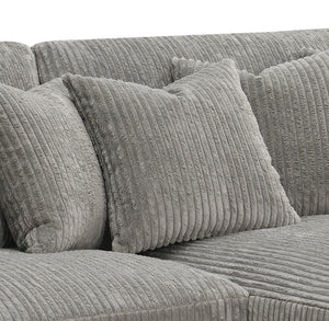 English Elm Tavia Gray Corduroy Reversible Sectional Sofa with 6 Pillows, Pocket Coil Seats, Modern L-Shape B2726P271002