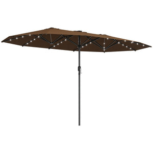 English Elm Outsunny 15ft Rectangle Patio Umbrella Upf30 Plus Dual Vents Crank Outdoor Shade W2225P485534