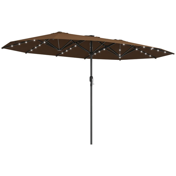 English Elm Outsunny 15ft Rectangle Patio Umbrella Upf30 Plus Dual Vents Crank Outdoor Shade W2225P485534