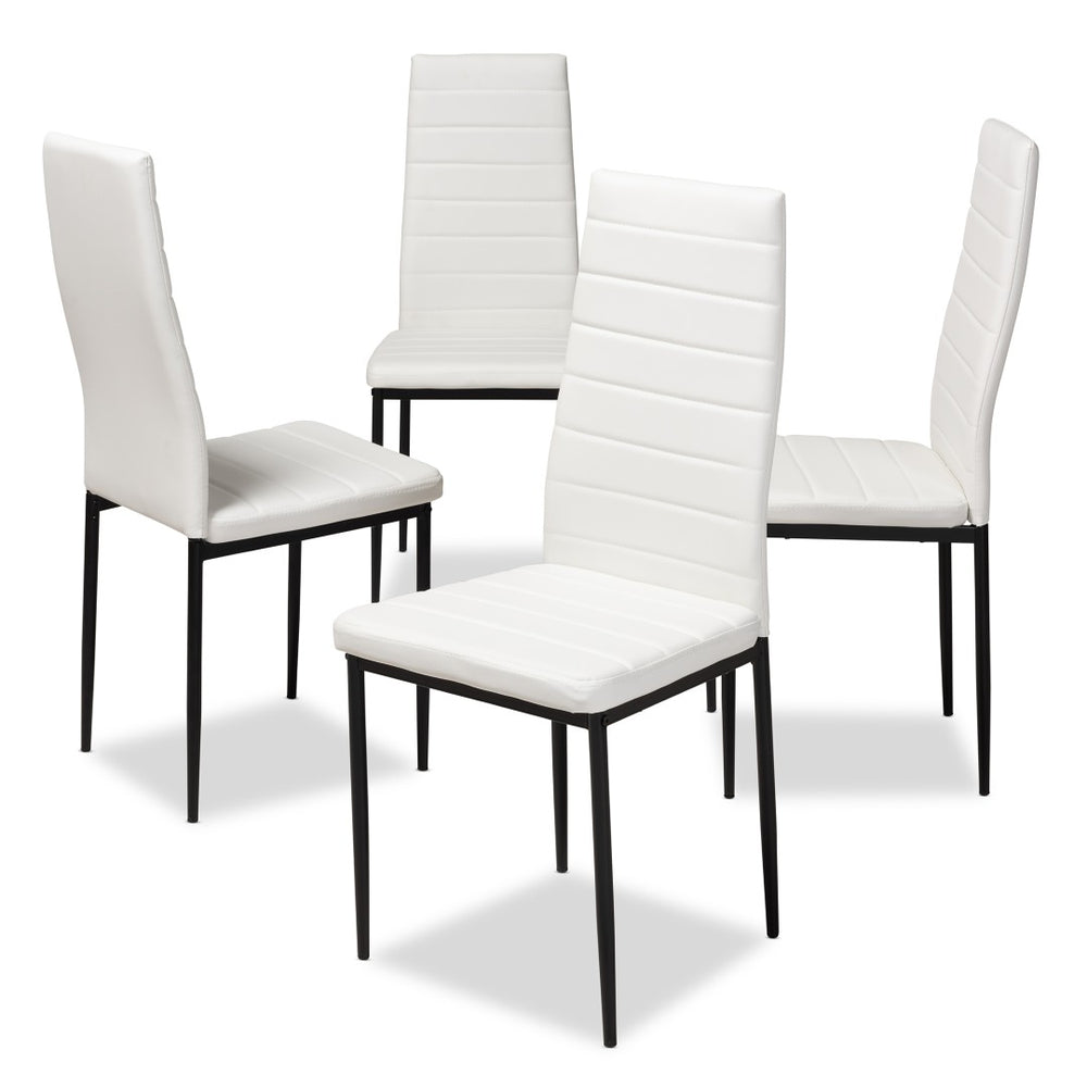 Baxton Studio Baxton Studio Modern Faux Leather Dining Chair Set of 4 - Stylish, Comfortable, and Durable Design Armand White 112157-1-White