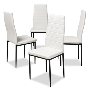Baxton Studio Baxton Studio Modern Faux Leather Dining Chair Set of 4 - Stylish, Comfortable, and Durable Design Armand White 112157-1-White