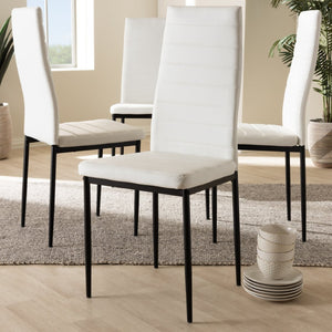 Baxton Studio Baxton Studio Modern Faux Leather Dining Chair Set of 4 - Stylish, Comfortable, and Durable Design Armand White 112157-1-White