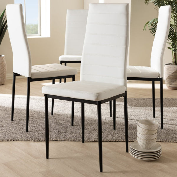 Baxton Studio Baxton Studio Modern Faux Leather Dining Chair Set of 4 - Stylish, Comfortable, and Durable Design Armand White 112157-1-White