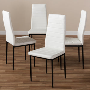 Baxton Studio Baxton Studio Modern Faux Leather Dining Chair Set of 4 - Stylish, Comfortable, and Durable Design Armand White 112157-1-White