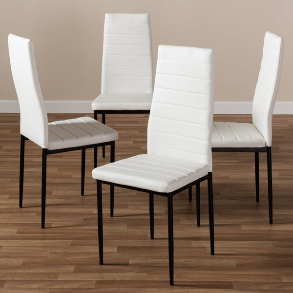 Baxton Studio Baxton Studio Modern Faux Leather Dining Chair Set of 4 - Stylish, Comfortable, and Durable Design Armand White 112157-1-White