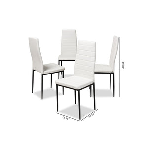 Baxton Studio Baxton Studio Modern Faux Leather Dining Chair Set of 4 - Stylish, Comfortable, and Durable Design Armand White 112157-1-White