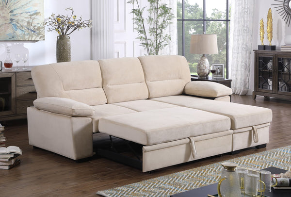English Elm Kipling Velvet Sleeper Sectional Sofa with Reversible Chaise and Hidden Storage B061S00199