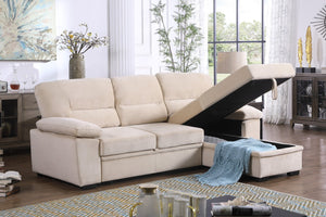 English Elm Kipling Velvet Sleeper Sectional Sofa with Reversible Chaise and Hidden Storage B061S00199