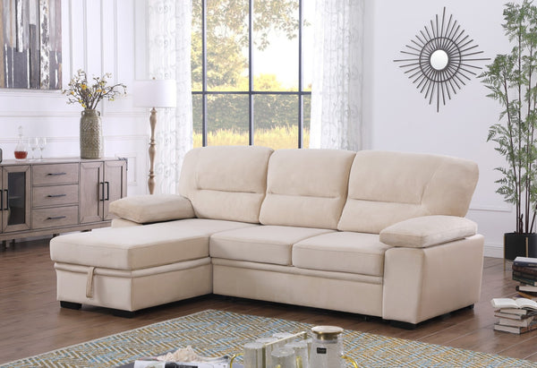 English Elm Kipling Velvet Sleeper Sectional Sofa with Reversible Chaise and Hidden Storage B061S00199