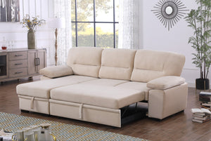 English Elm Kipling Velvet Sleeper Sectional Sofa with Reversible Chaise and Hidden Storage B061S00199