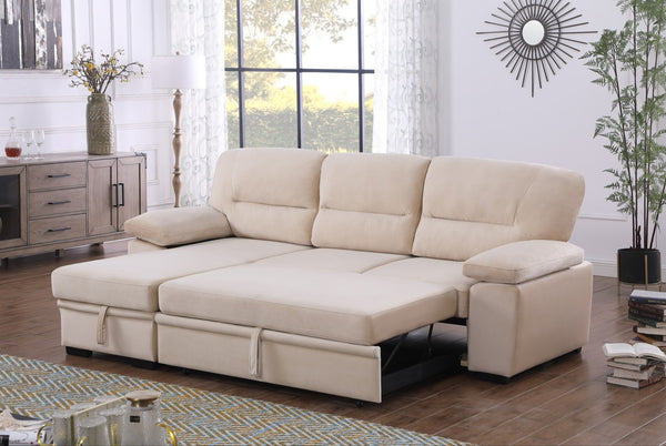 English Elm Kipling Velvet Sleeper Sectional Sofa with Reversible Chaise and Hidden Storage B061S00199