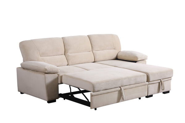 English Elm Kipling Velvet Sleeper Sectional Sofa with Reversible Chaise and Hidden Storage B061S00199