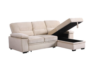 English Elm Kipling Velvet Sleeper Sectional Sofa with Reversible Chaise and Hidden Storage B061S00199