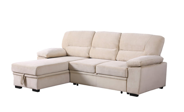 English Elm Kipling Velvet Sleeper Sectional Sofa with Reversible Chaise and Hidden Storage B061S00199