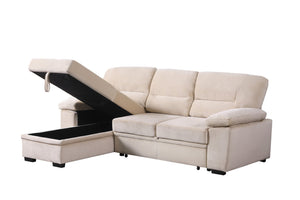English Elm Kipling Velvet Sleeper Sectional Sofa with Reversible Chaise and Hidden Storage B061S00199