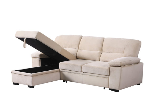 English Elm Kipling Velvet Sleeper Sectional Sofa with Reversible Chaise and Hidden Storage B061S00199