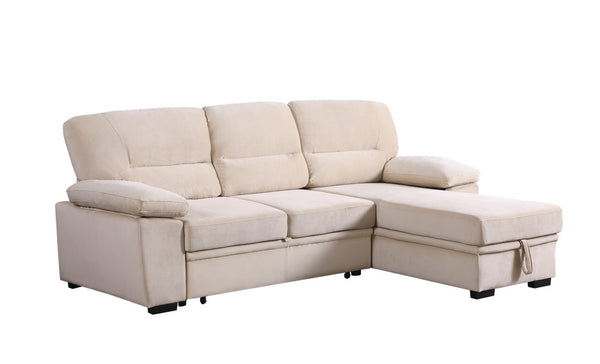 English Elm Kipling Velvet Sleeper Sectional Sofa with Reversible Chaise and Hidden Storage B061S00199