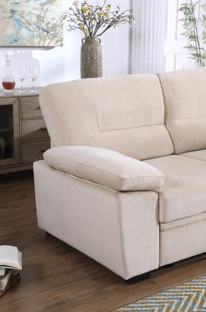 English Elm Kipling Velvet Sleeper Sectional Sofa with Reversible Chaise and Hidden Storage B061S00199