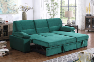 English Elm Kipling Velvet Sectional Sofa with Reversible Chaise and Pull-out Sleeper Bed B061S00201