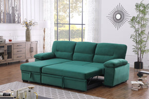 English Elm Kipling Velvet Sectional Sofa with Reversible Chaise and Pull-out Sleeper Bed B061S00201