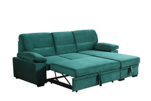 English Elm Kipling Velvet Sectional Sofa with Reversible Chaise and Pull-out Sleeper Bed B061S00201