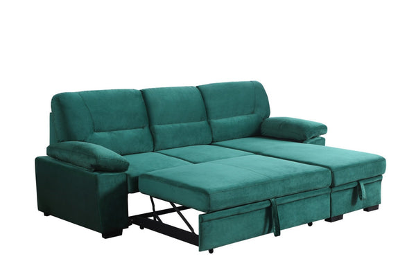 English Elm Kipling Velvet Sectional Sofa with Reversible Chaise and Pull-out Sleeper Bed B061S00201