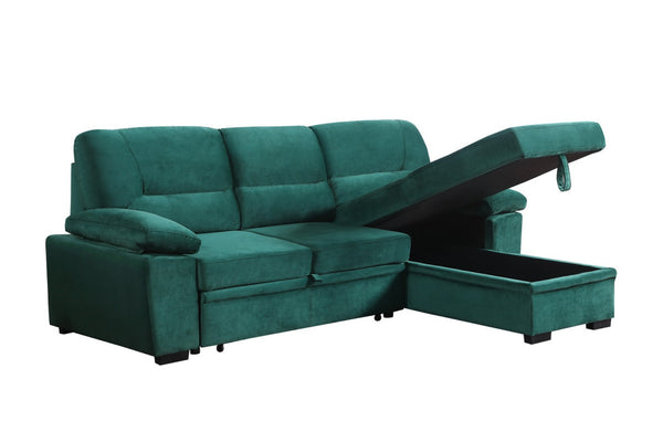 English Elm Kipling Velvet Sectional Sofa with Reversible Chaise and Pull-out Sleeper Bed B061S00201