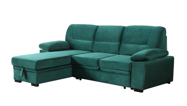 English Elm Kipling Velvet Sectional Sofa with Reversible Chaise and Pull-out Sleeper Bed B061S00201
