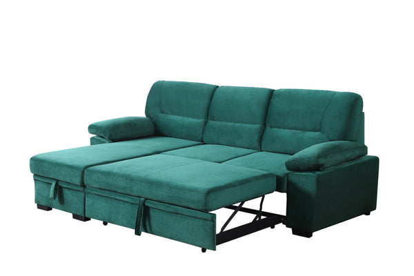 English Elm Kipling Velvet Sectional Sofa with Reversible Chaise and Pull-out Sleeper Bed B061S00201
