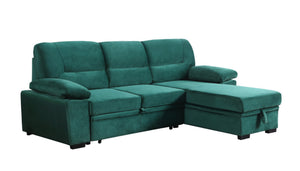 English Elm Kipling Velvet Sectional Sofa with Reversible Chaise and Pull-out Sleeper Bed B061S00201