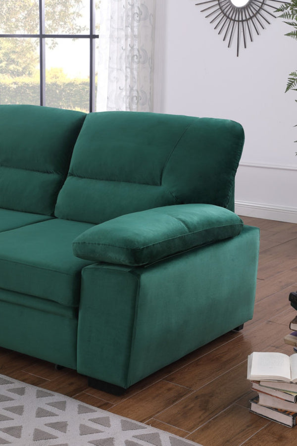English Elm Kipling Velvet Sectional Sofa with Reversible Chaise and Pull-out Sleeper Bed B061S00201