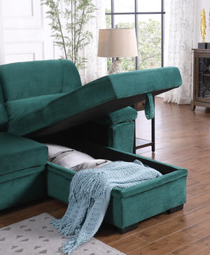 English Elm Kipling Velvet Sectional Sofa with Reversible Chaise and Pull-out Sleeper Bed B061S00201